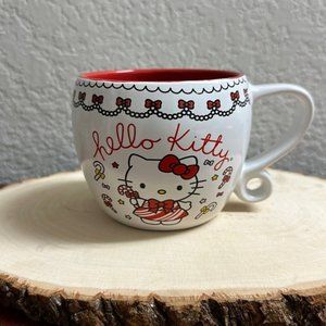 New Hello Kitty Christmas Mug 15.9 ounces Red & White Peppermint Dress 2023